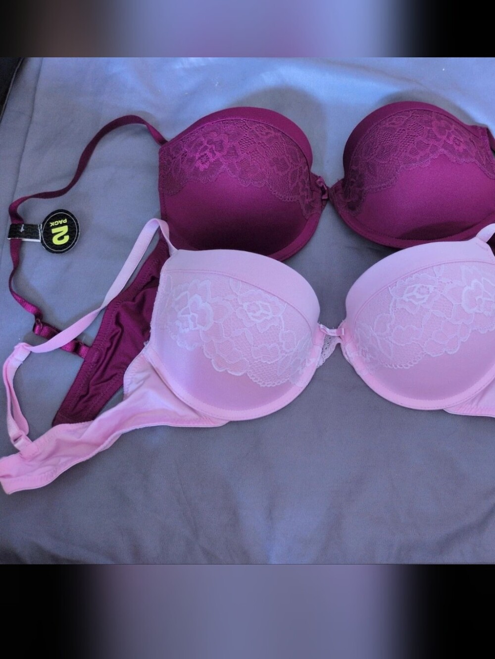 Maidenform Lace Overlay Bra - Pink & Deep Pink